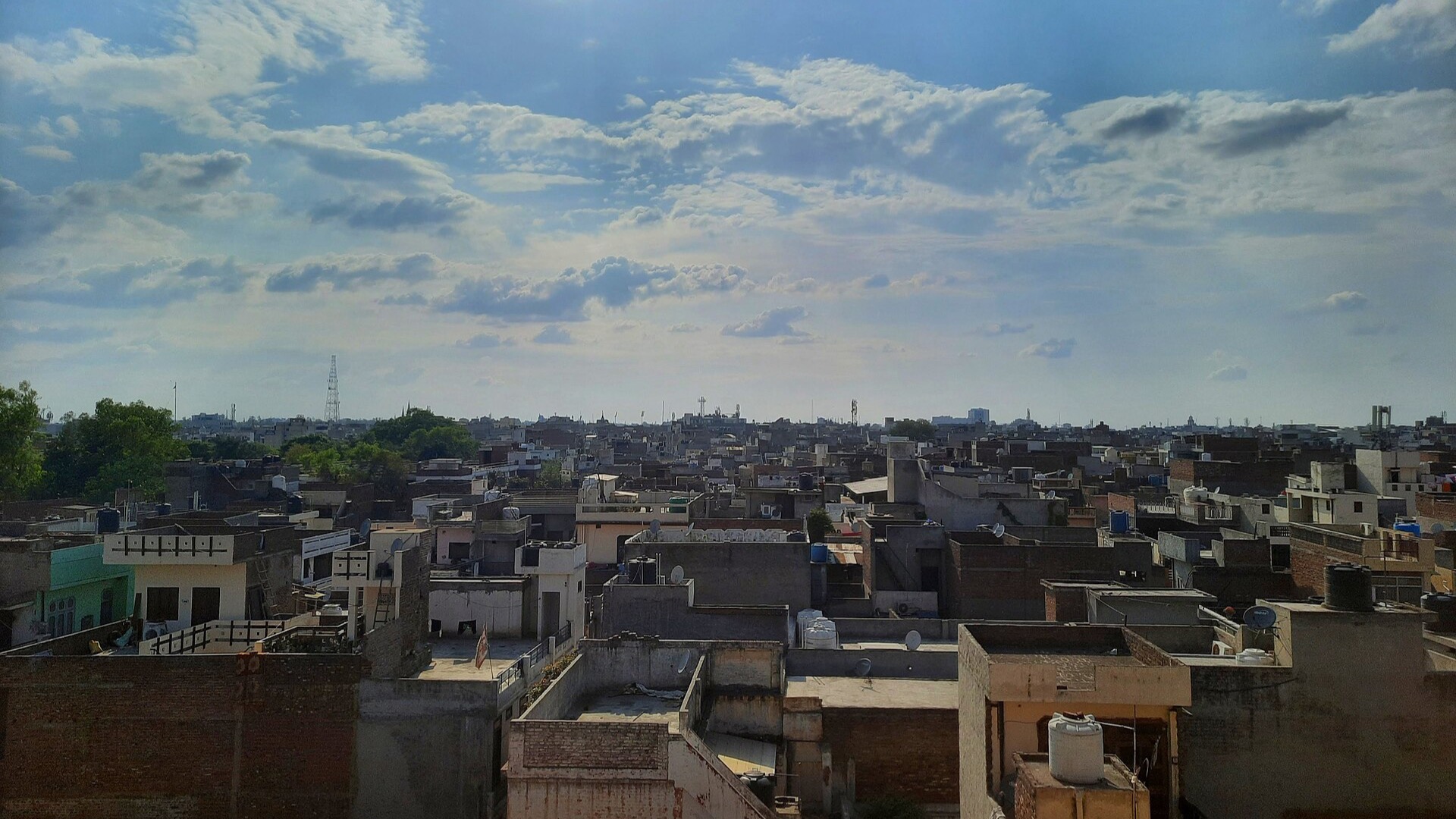 Rooftops across the city of Ludhiana, Punjab